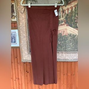 NWT HERS COLLECTION KNIT brown knit straight slit MAXI SKIRT size medium